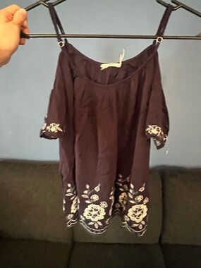 Embroidered Cold-Shoulder Floral Top